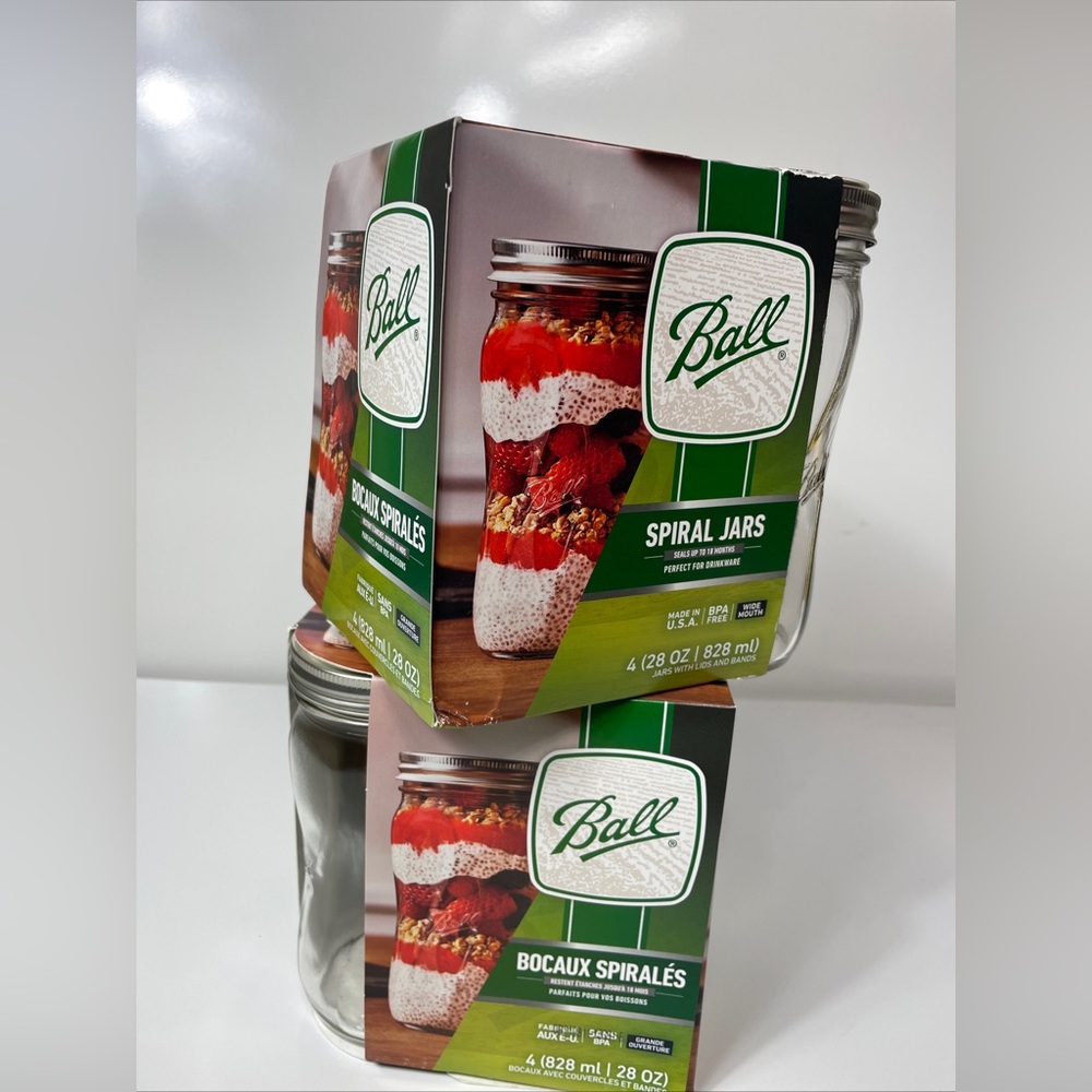 2 Pack Ball Spiral Mason Jars 28.oz - 8 count